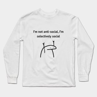 i'm not ani social, funny quote, cute meme Long Sleeve T-Shirt